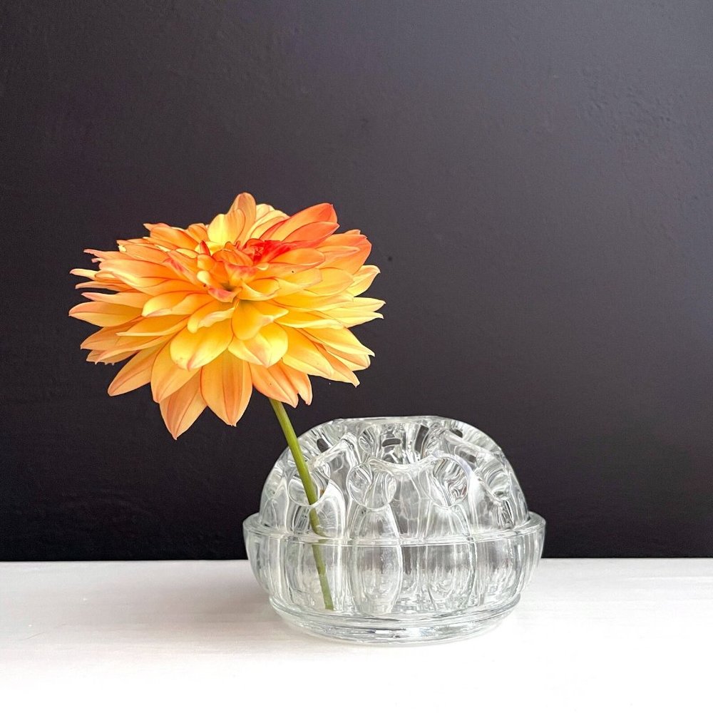 Vintage VMC Reims French Glass Flower Frog